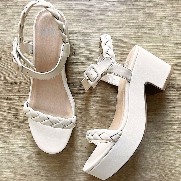 SO chunky white platform braided heel sandals size 8 - Picture 1 of 8